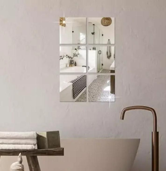 Big Square Silver 3D Acrylic Mirror Wall Sticker